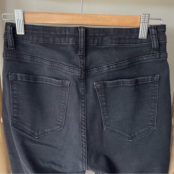 TNR Black High Rise Skinny Jeans Button Fly Distressed Hem Stretch Denim 2/26 - Picture 6 of 6